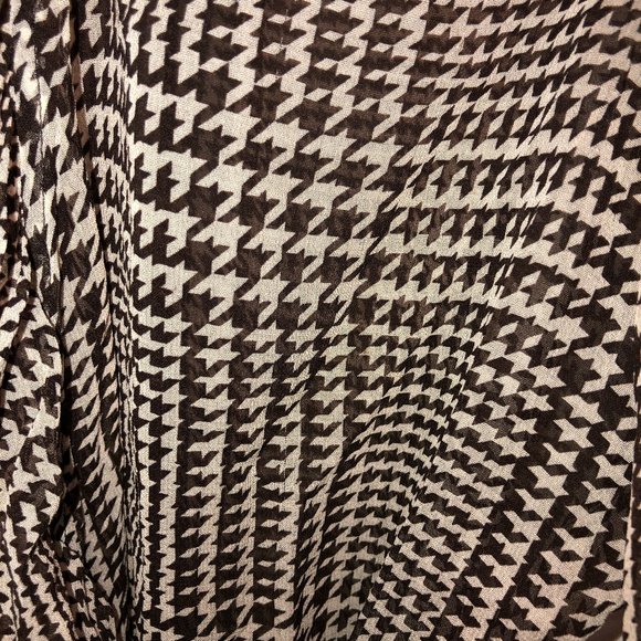 Ralph Lauren Exclusive brown HOUNDSTOOTH ruffle trim true wrap top 6 sem… - Picture 3 of 4